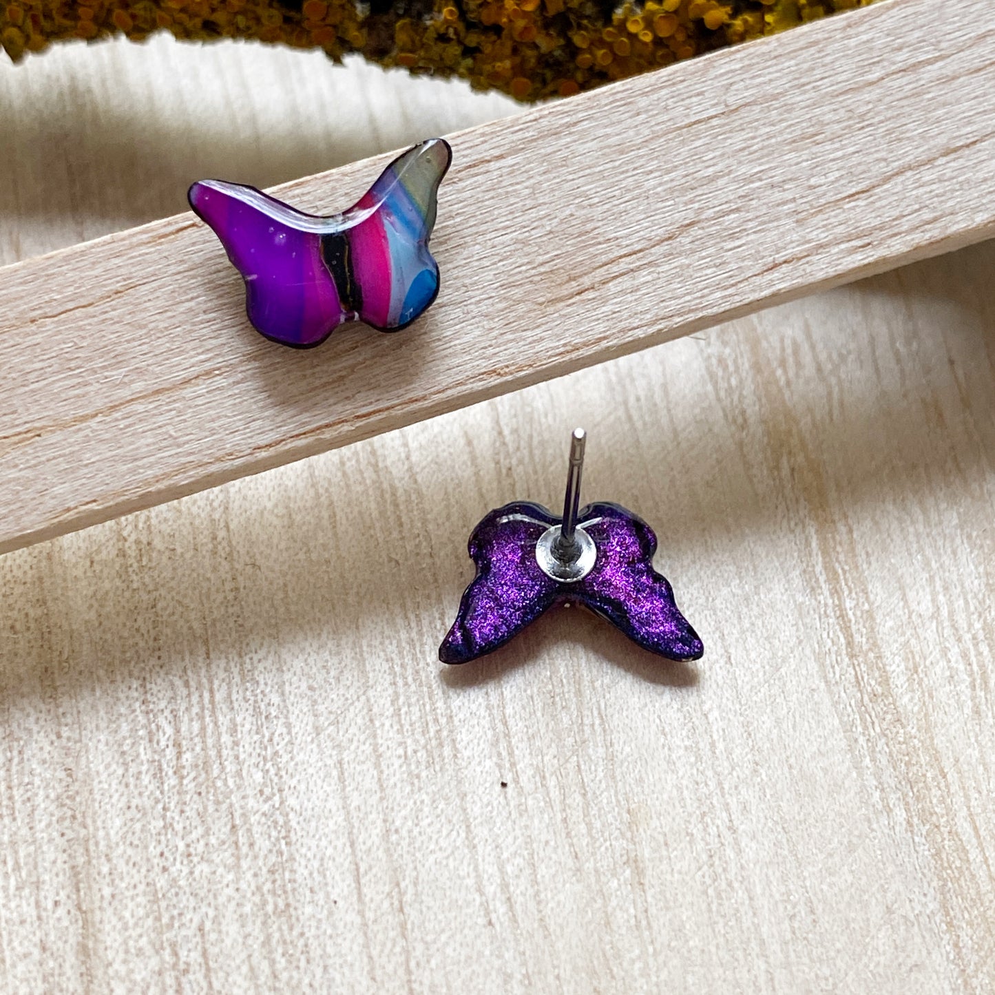 Butterflies | Mini Stud Earrings | Purple