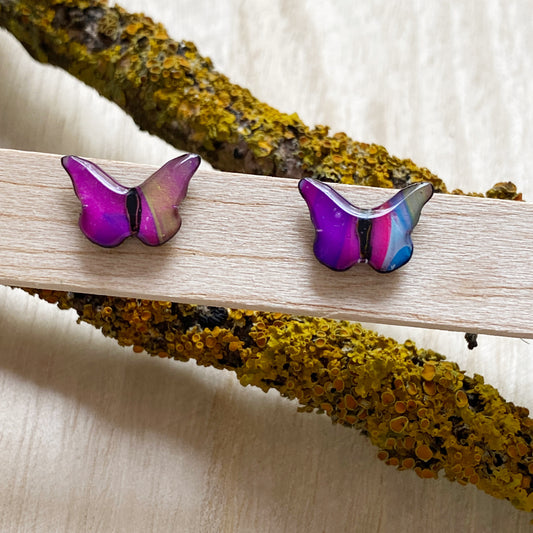 Butterflies | Mini Stud Earrings | Purple