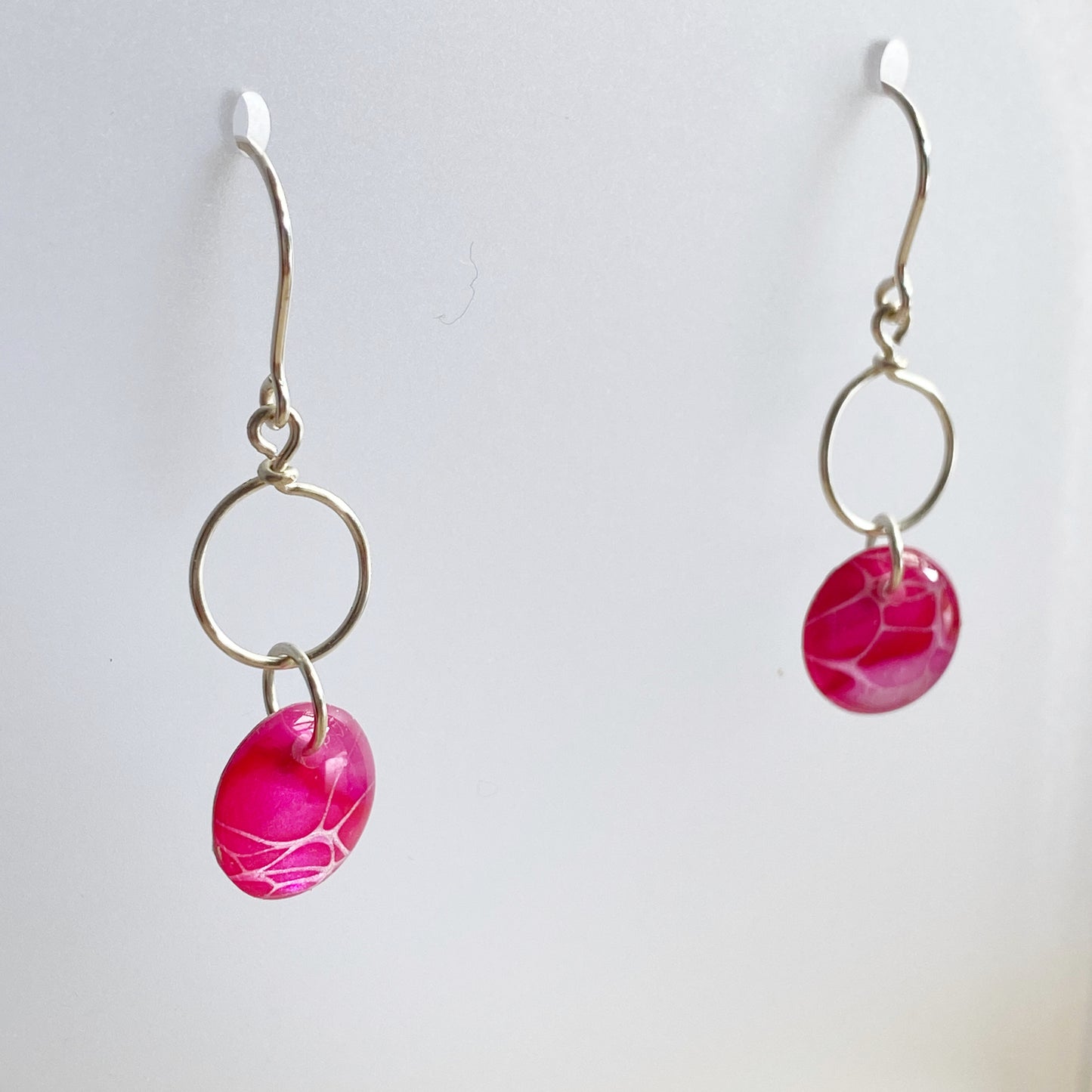 Avery | Small Circle Drop Earrings | Pink