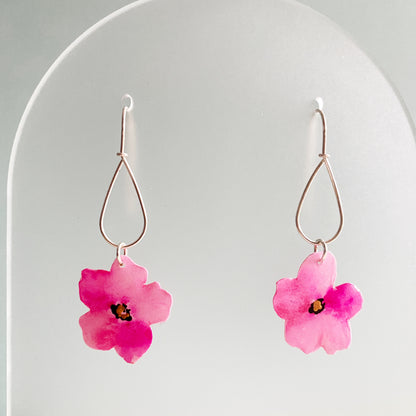 Floral Blooms | Pink Teardrop Dangle Earrings