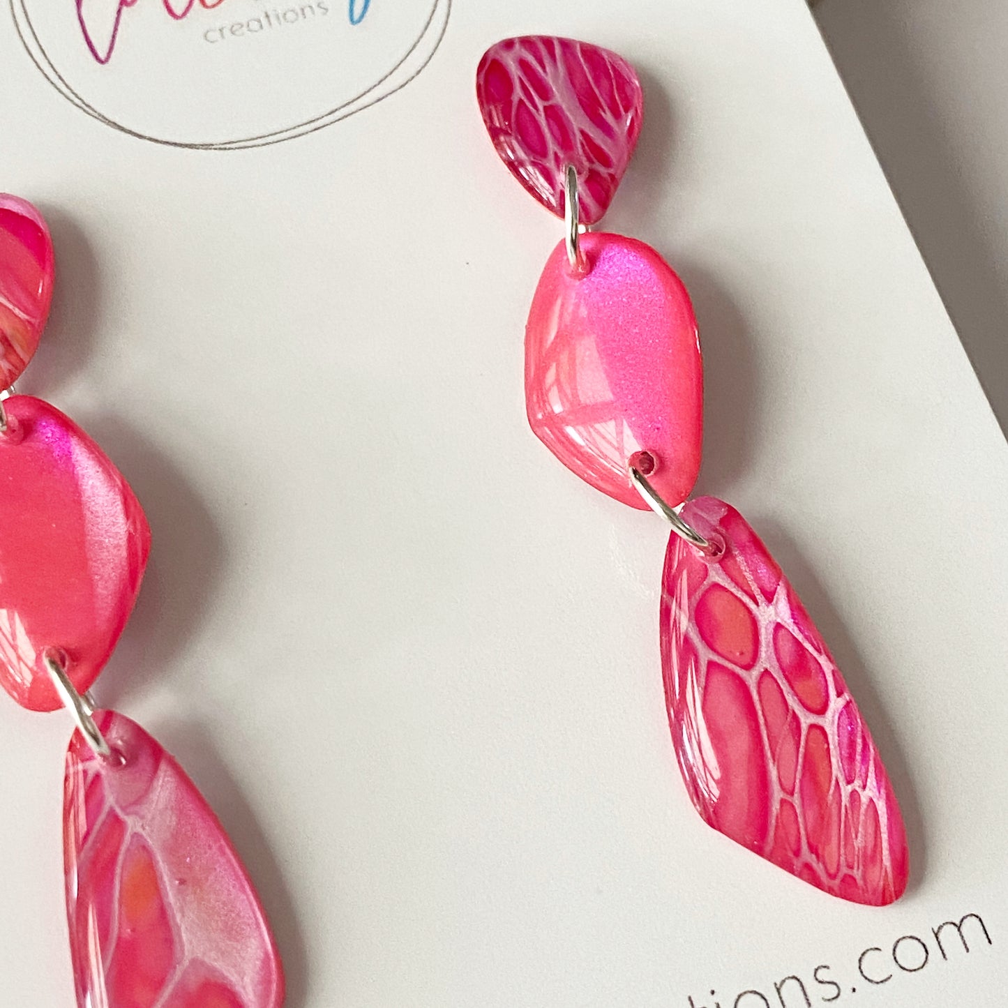 Fluid Art | Bright Pink Dangle Earrings