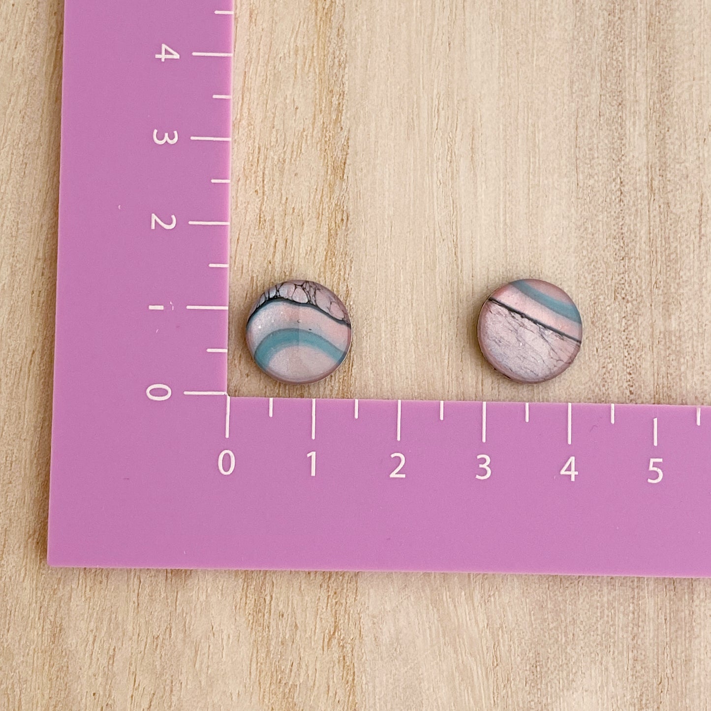 Small Stud Earrings | Pale Orange and Aqua