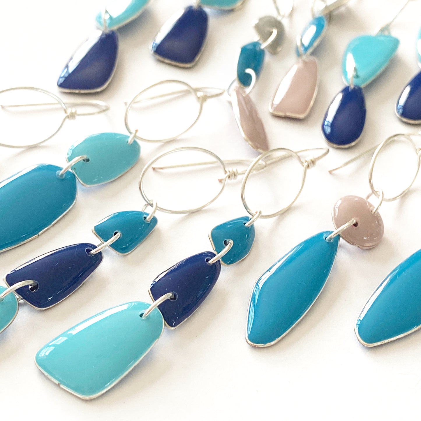 Amalfi | Silver Dangle | Light and Navy Blue Earrings