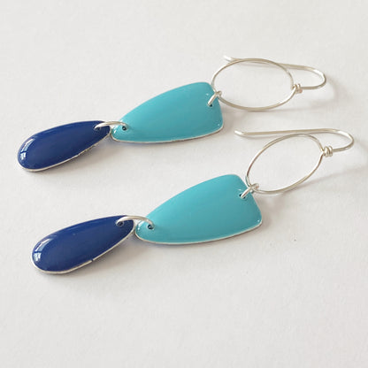 Amalfi | Silver Dangle | Light and Navy Blue Earrings