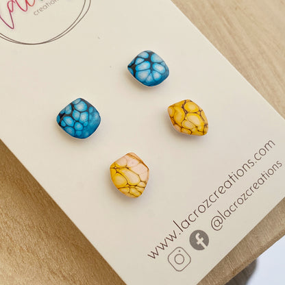 Mini Stud Earrings | Set of 2 | Blue and Yellow