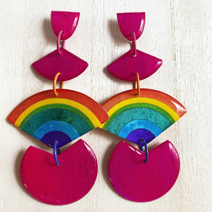 Lacroz Creations Earrings Alita | Pink Rainbow Dangle Earrings