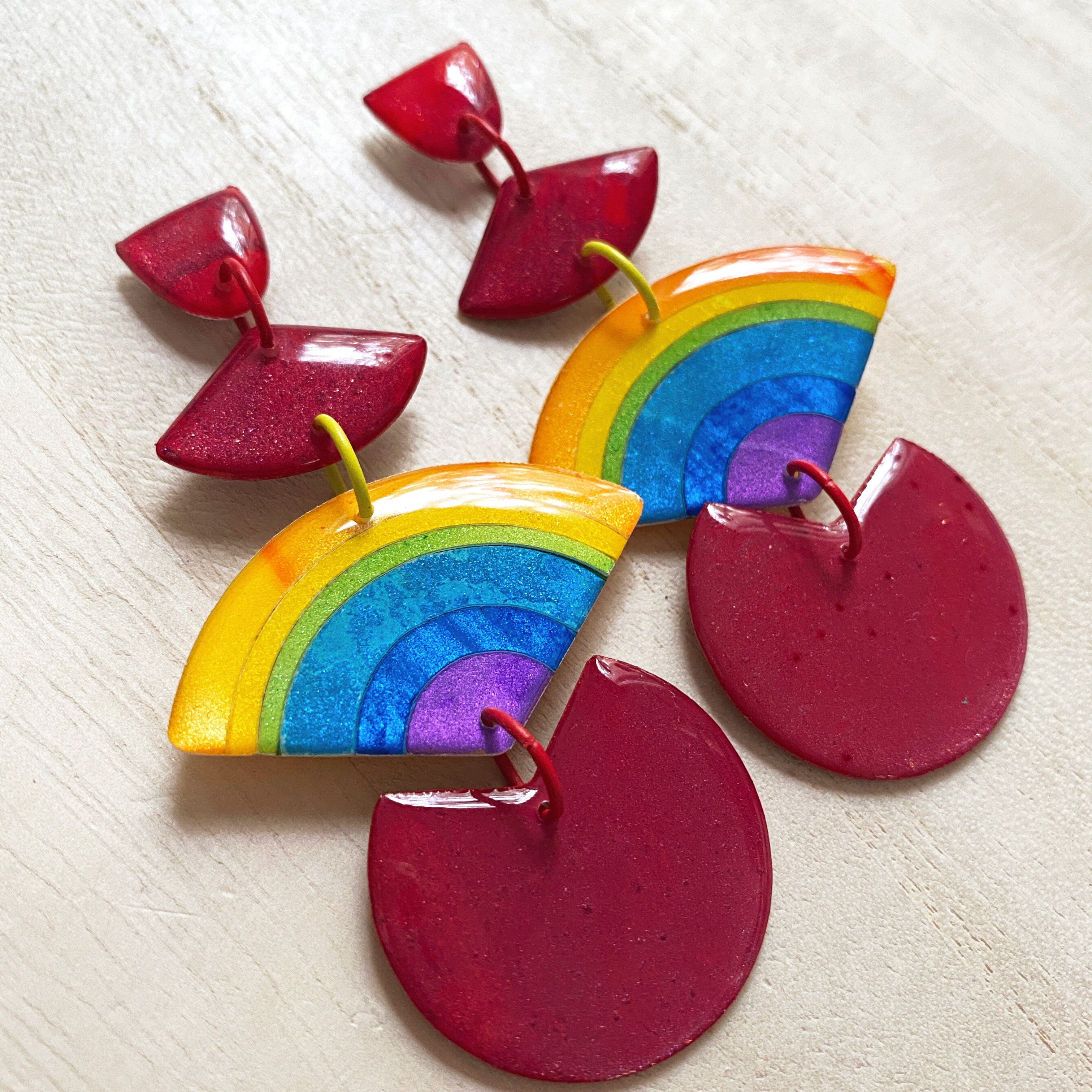 Rainbow Heart Dangle Earrings  Sacred Roots Jewelry
