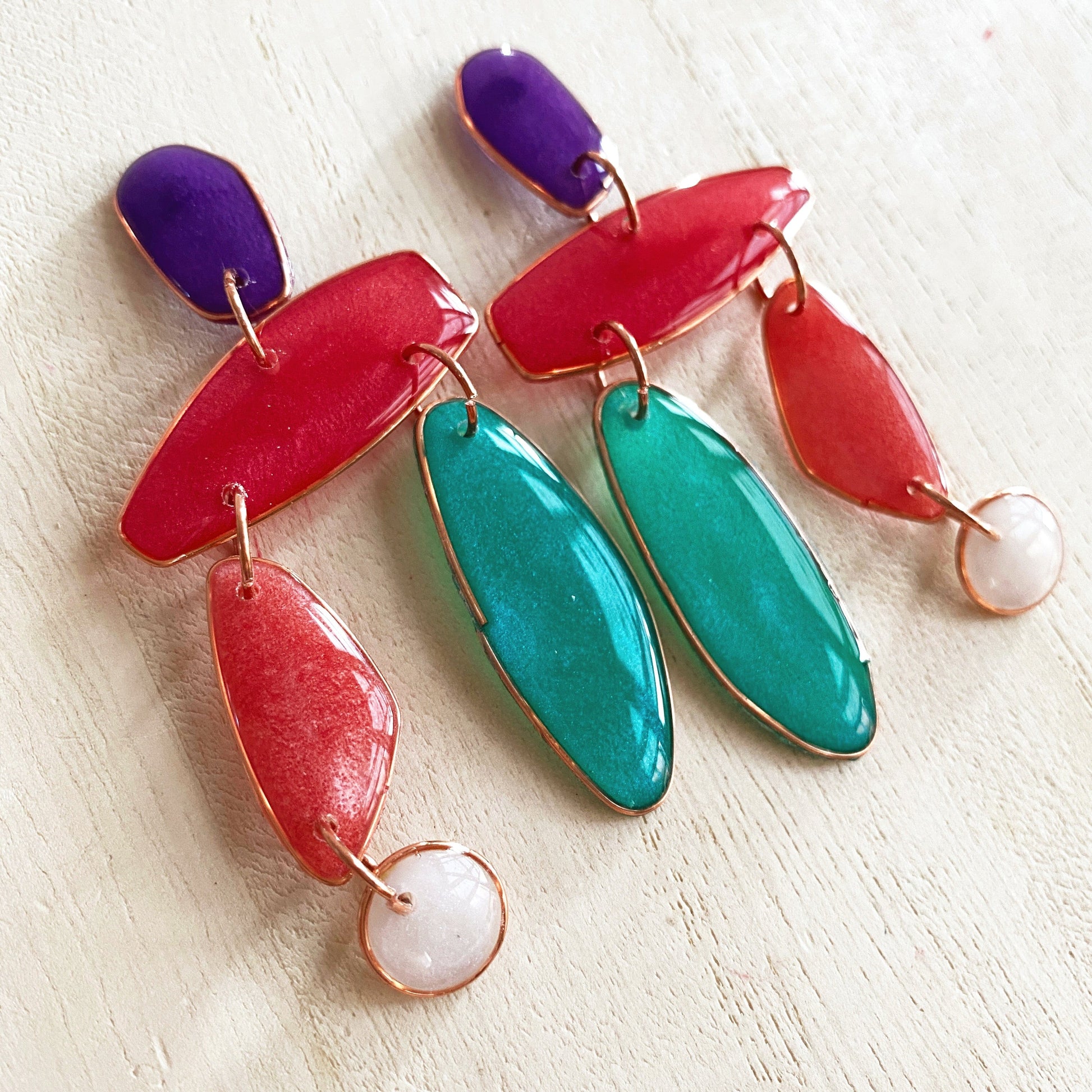 Lacroz Creations Earrings Amalfi | Turquoise Purple Red Chandelier Earrings