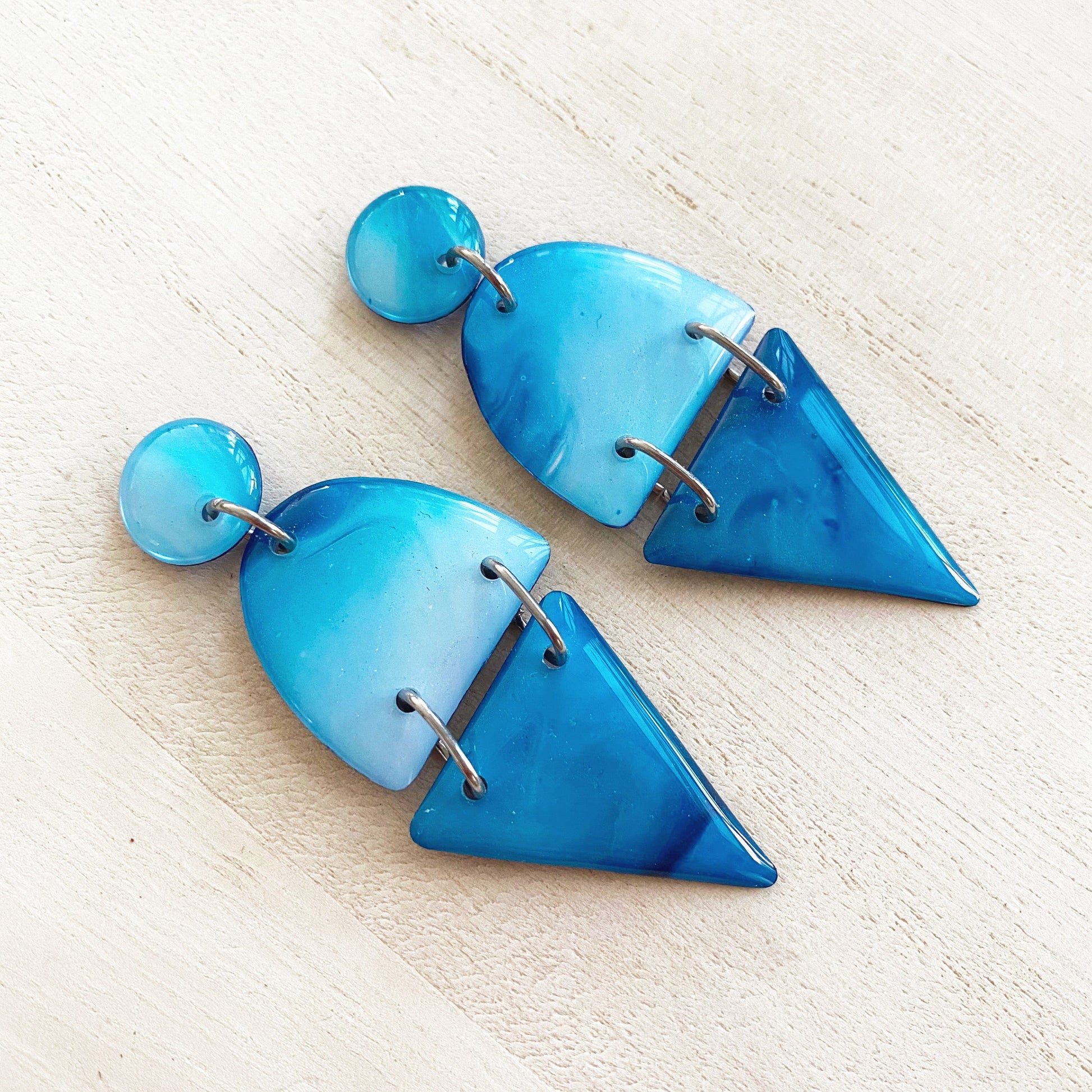 Lacroz Creations Earrings Blue Triangle Arch Dangle Earrings