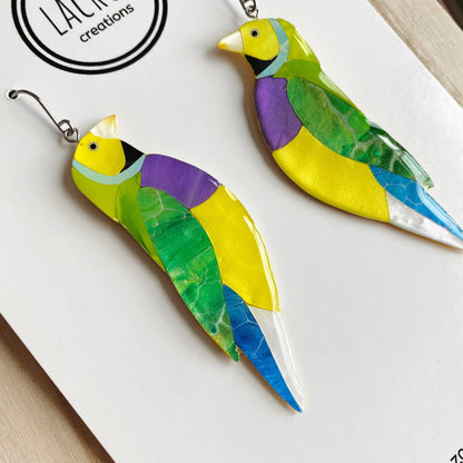 Lacroz Creations Earrings Gouldian Finch Earrings - Yellow