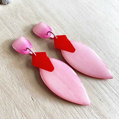 Lacroz Creations Earrings Ivy - Grand | Pink Red Teardrop Earrings