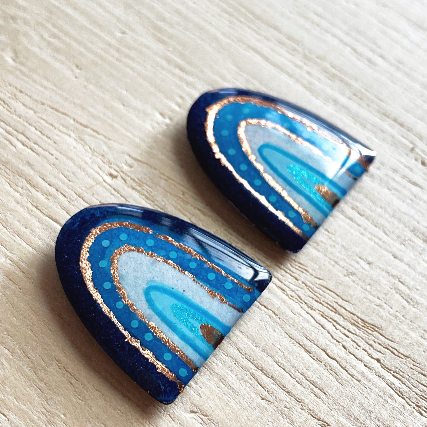 Lacroz Creations Earrings Navy Blue Rainbows | Midi Stud Earrings