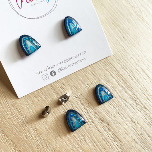 Lacroz Creations Earrings Navy Blue Rainbows | Mini Stud Earrings