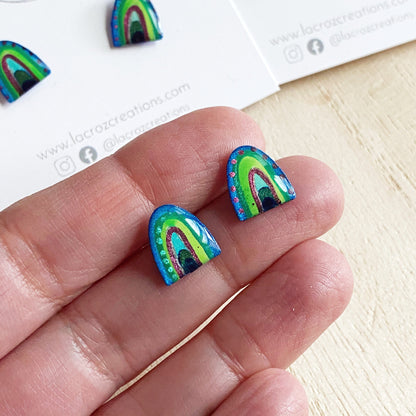 Lacroz Creations Earrings Peacock Rainbows | Mini Stud Earrings