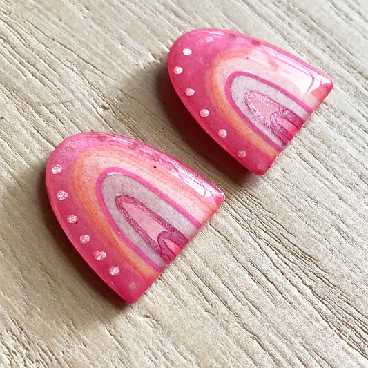 Lacroz Creations Earrings Pink Rainbows | Midi Stud Earrings