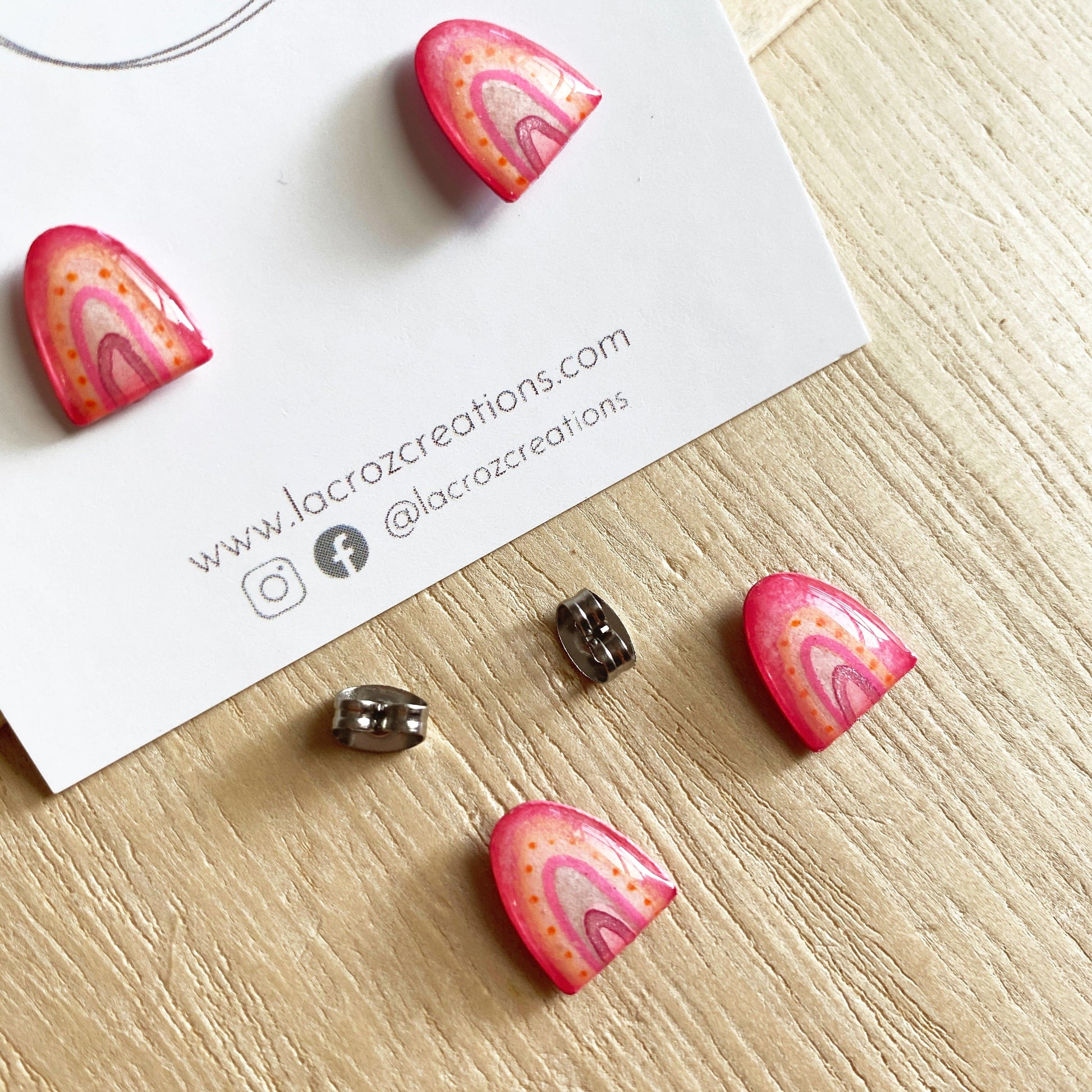 Lacroz Creations Earrings Pink Rainbows | Mini Stud Earrings