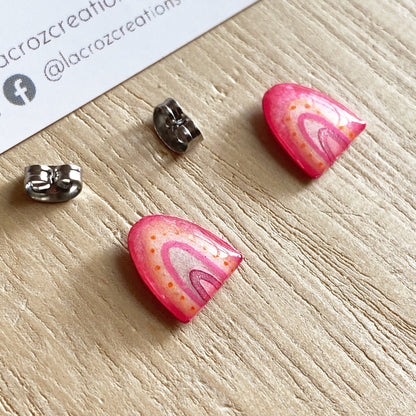 Lacroz Creations Earrings Pink Rainbows | Mini Stud Earrings