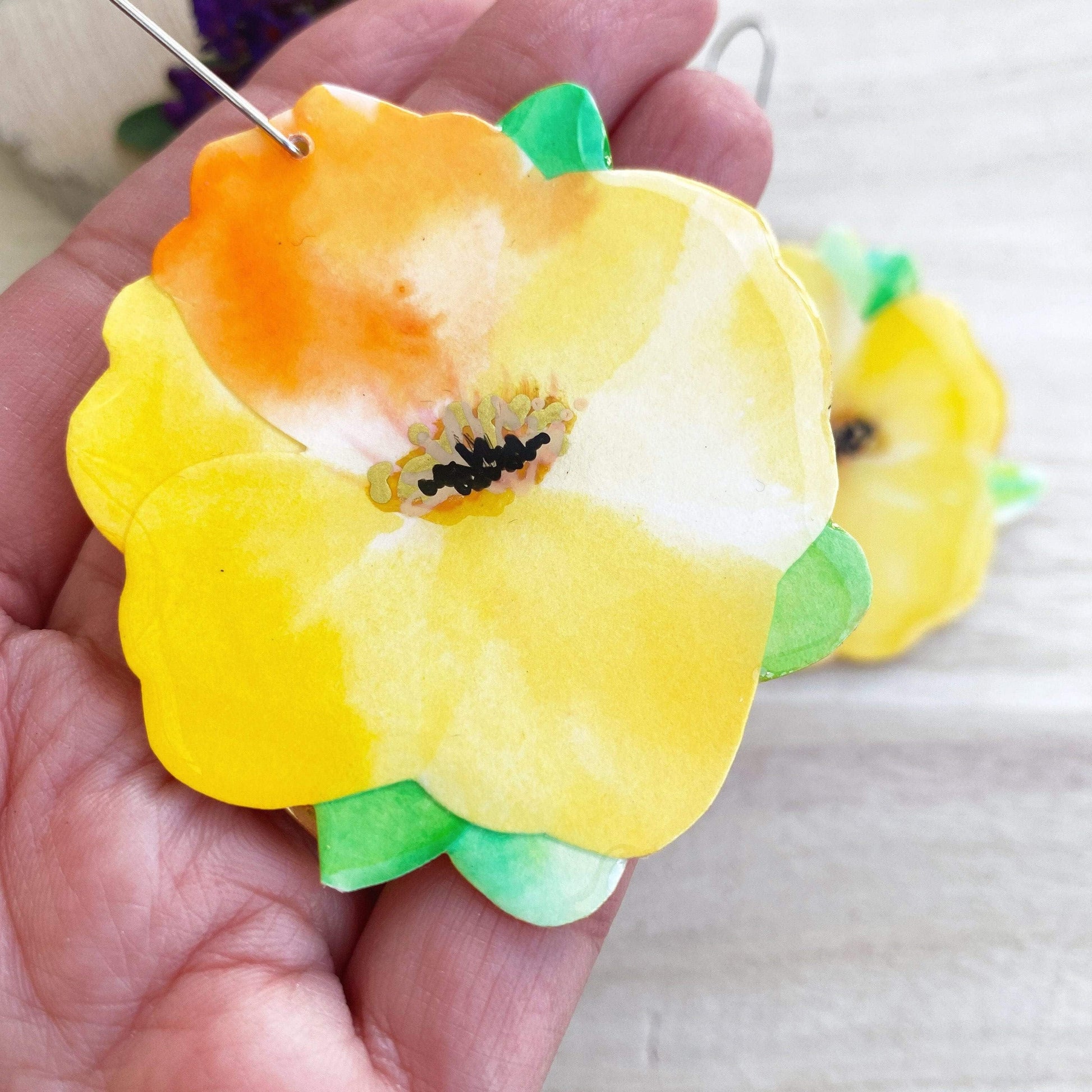 Lacroz Creations Earrings Summer Blooms - Grand | Yellow Flower Earrings