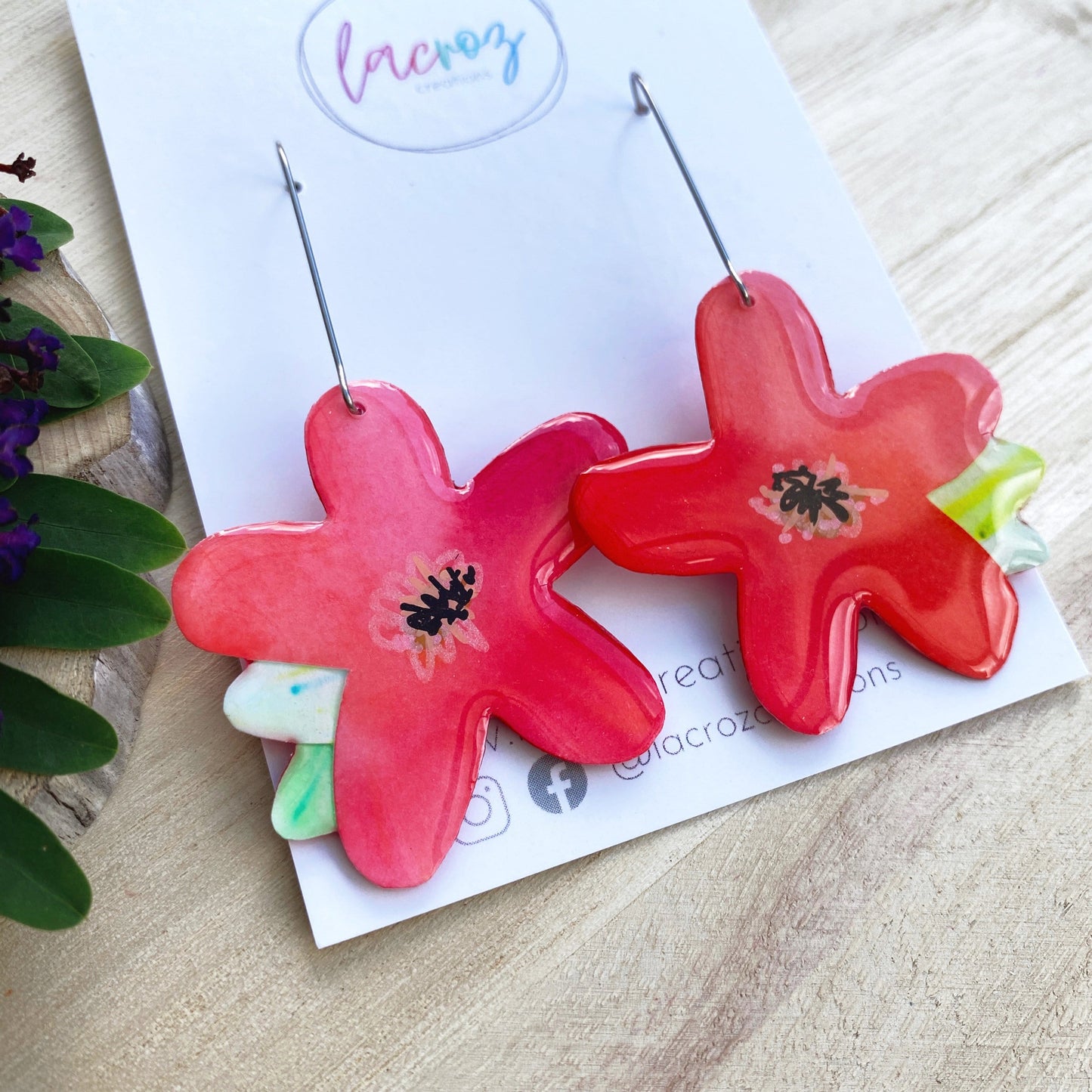 Lacroz Creations Earrings Summer Blooms - Midi | Pink Daisy Earrings