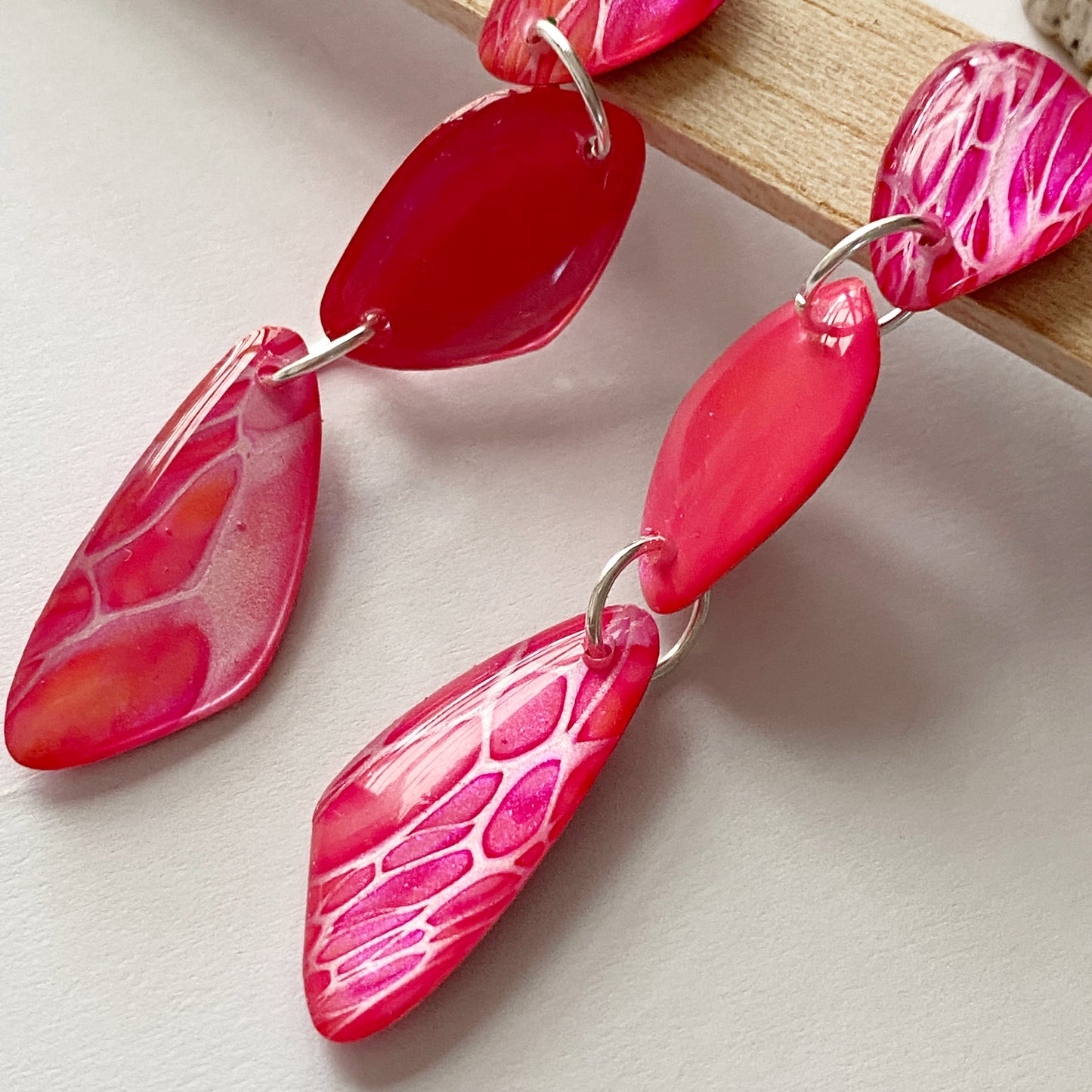 Fluid Art | Bright Pink Dangle Earrings