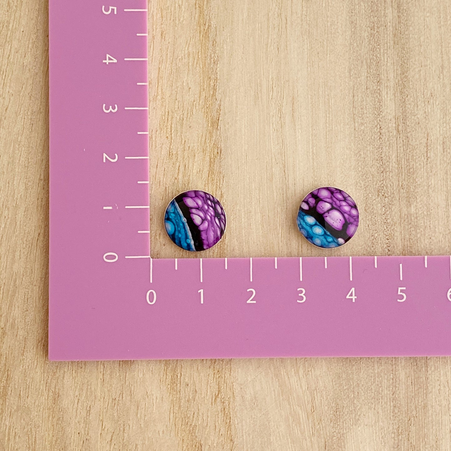 Small Stud Earrings | Purple, Blue and Black